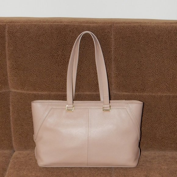 NWT LOVE MOSCHINO Pebbled Leather Top Zipper LARGE Satchel Shoulder Bag in Taupe - Picture 4 of 9